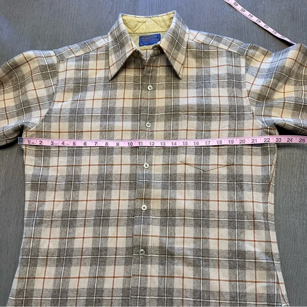 Vintage Pendleton Wool Plaid Button-Up Shirt - Size L - Picture 3 of 7